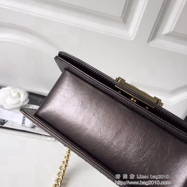 香奈兒CHANEL 銅灰色2018FW款皺紋小牛皮編織V線鏈條單肩斜挎包 DSC2118